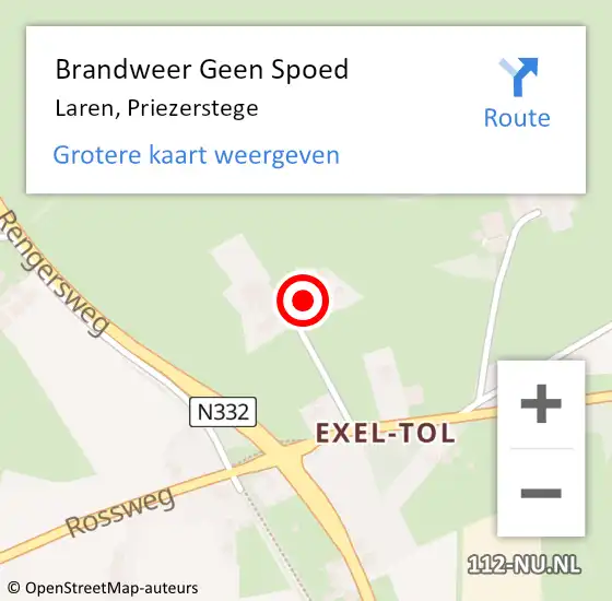 Locatie op kaart van de 112 melding: Brandweer Geen Spoed Naar Laren, Priezerstege op 6 december 2021 12:28