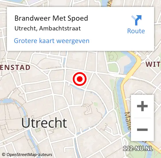 Locatie op kaart van de 112 melding: Brandweer Met Spoed Naar Utrecht, Ambachtstraat op 6 december 2021 12:31