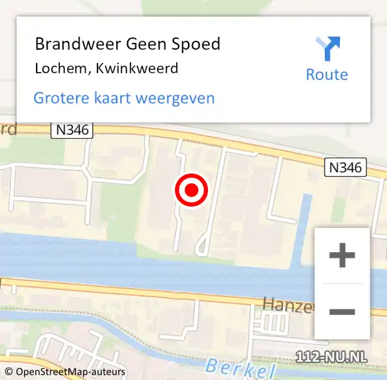 Locatie op kaart van de 112 melding: Brandweer Geen Spoed Naar Lochem, Kwinkweerd op 6 december 2021 12:33