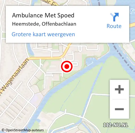 Locatie op kaart van de 112 melding: Ambulance Met Spoed Naar Heemstede, Offenbachlaan op 6 december 2021 12:37