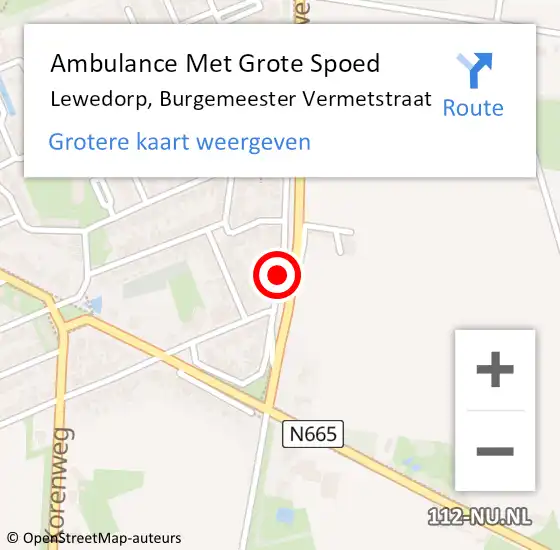 Locatie op kaart van de 112 melding: Ambulance Met Grote Spoed Naar Lewedorp, Burgemeester Vermetstraat op 1 juli 2014 13:51