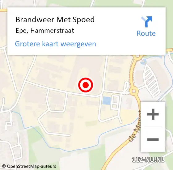 Locatie op kaart van de 112 melding: Brandweer Met Spoed Naar Epe, Hammerstraat op 6 december 2021 12:39