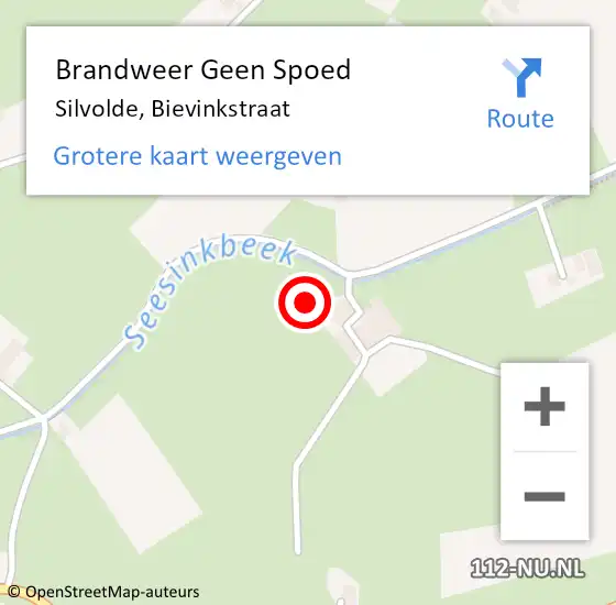 Locatie op kaart van de 112 melding: Brandweer Geen Spoed Naar Silvolde, Bievinkstraat op 6 december 2021 12:45