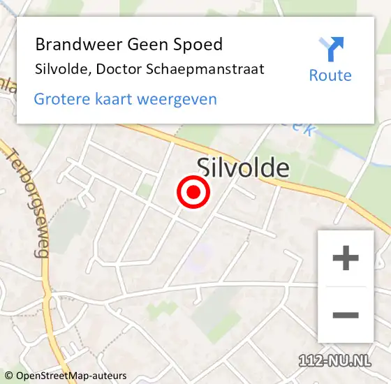 Locatie op kaart van de 112 melding: Brandweer Geen Spoed Naar Silvolde, Doctor Schaepmanstraat op 6 december 2021 12:47