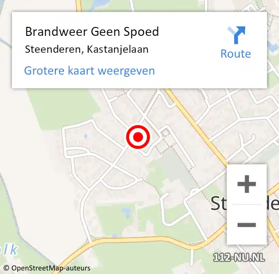 Locatie op kaart van de 112 melding: Brandweer Geen Spoed Naar Steenderen, Kastanjelaan op 6 december 2021 12:51