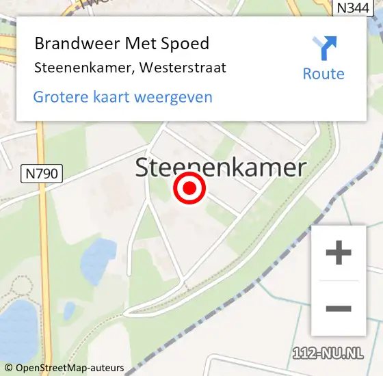 Locatie op kaart van de 112 melding: Brandweer Met Spoed Naar Steenenkamer, Westerstraat op 6 december 2021 12:52