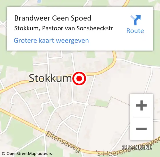 Locatie op kaart van de 112 melding: Brandweer Geen Spoed Naar Stokkum, Pastoor van Sonsbeeckstr op 6 december 2021 12:53