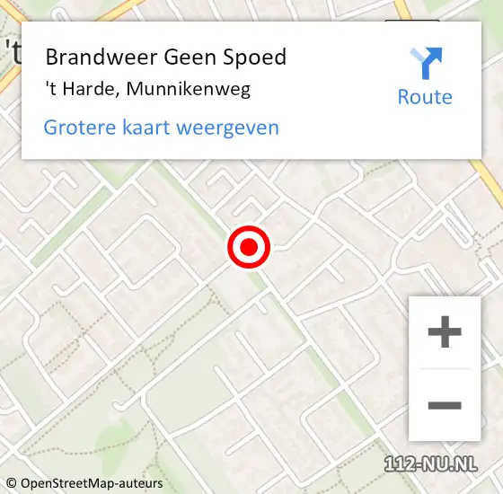 Locatie op kaart van de 112 melding: Brandweer Geen Spoed Naar 't Harde, Munnikenweg op 6 december 2021 12:54