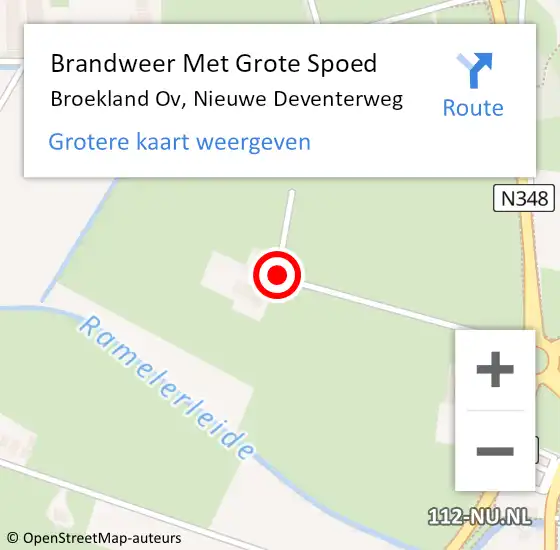 Locatie op kaart van de 112 melding: Brandweer Met Grote Spoed Naar Broekland Ov, Nieuwe Deventerweg op 1 juli 2014 13:55