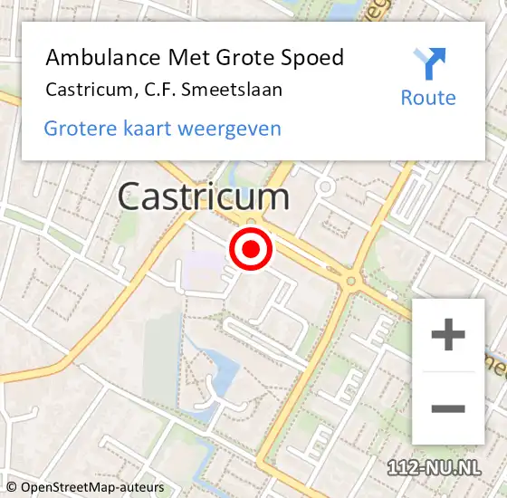 Locatie op kaart van de 112 melding: Ambulance Met Grote Spoed Naar Castricum, C.F. Smeetslaan op 6 december 2021 13:13