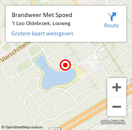 Locatie op kaart van de 112 melding: Brandweer Met Spoed Naar 't Loo Oldebroek, Looweg op 6 december 2021 13:14