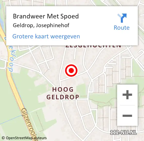 Locatie op kaart van de 112 melding: Brandweer Met Spoed Naar Geldrop, Josephinehof op 6 december 2021 13:16