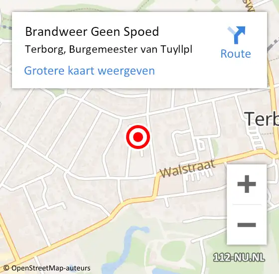 Locatie op kaart van de 112 melding: Brandweer Geen Spoed Naar Terborg, Burgemeester van Tuyllpl op 6 december 2021 13:16