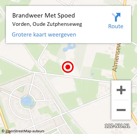 Locatie op kaart van de 112 melding: Brandweer Met Spoed Naar Vorden, Oude Zutphenseweg op 6 december 2021 13:24