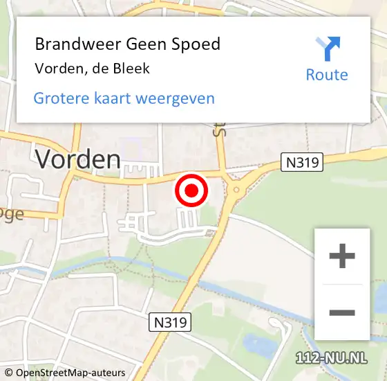 Locatie op kaart van de 112 melding: Brandweer Geen Spoed Naar Vorden, de Bleek op 6 december 2021 13:26