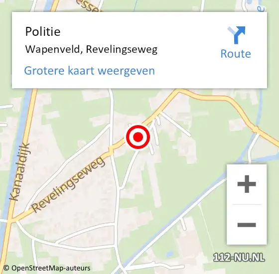 Locatie op kaart van de 112 melding: Politie Wapenveld, Revelingseweg op 6 december 2021 13:27