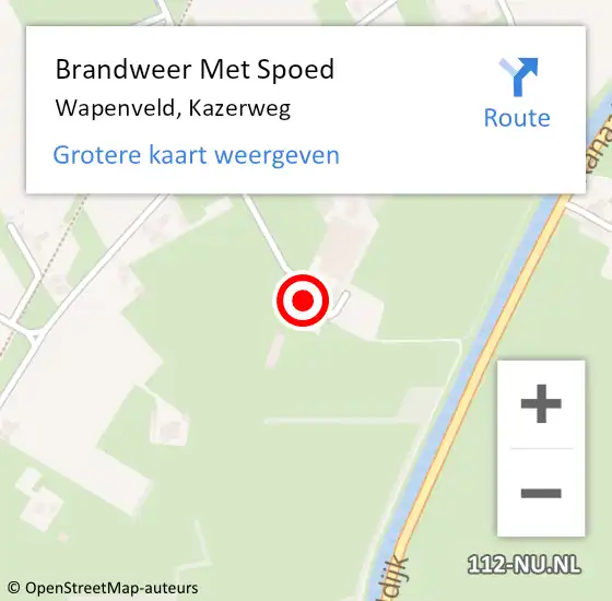 Locatie op kaart van de 112 melding: Brandweer Met Spoed Naar Wapenveld, Kazerweg op 6 december 2021 13:35