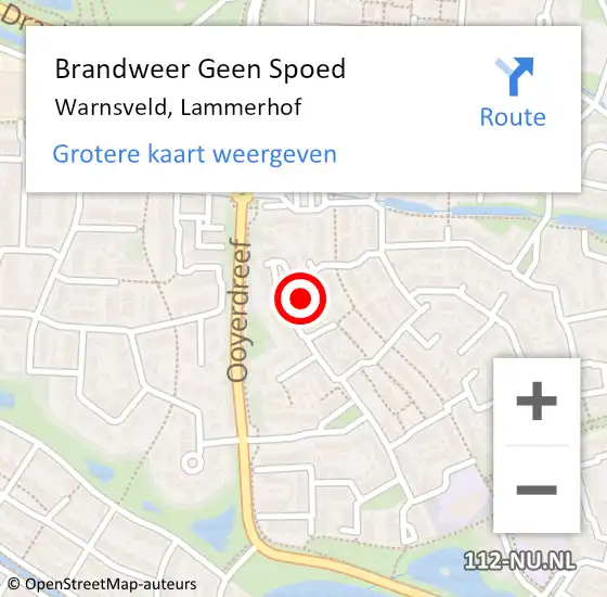 Locatie op kaart van de 112 melding: Brandweer Geen Spoed Naar Warnsveld, Lammerhof op 6 december 2021 13:37