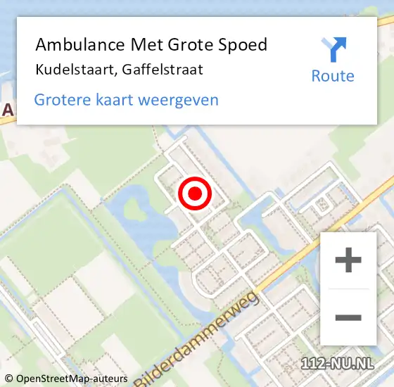 Locatie op kaart van de 112 melding: Ambulance Met Grote Spoed Naar Kudelstaart, Gaffelstraat op 6 december 2021 13:42