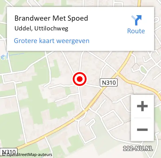 Locatie op kaart van de 112 melding: Brandweer Met Spoed Naar Uddel, Uttilochweg op 6 december 2021 13:46