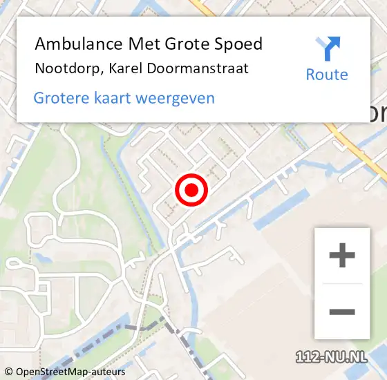 Locatie op kaart van de 112 melding: Ambulance Met Grote Spoed Naar Nootdorp, Karel Doormanstraat op 6 december 2021 13:47