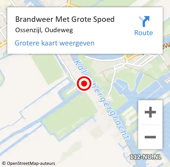 Locatie op kaart van de 112 melding: Brandweer Met Grote Spoed Naar Ossenzijl, Oudeweg op 6 december 2021 13:50