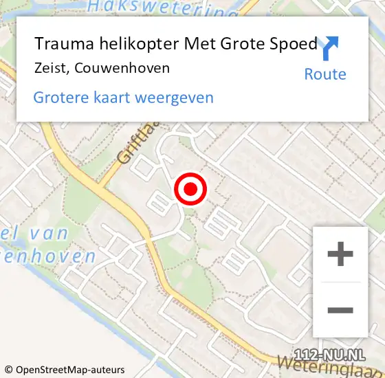 Locatie op kaart van de 112 melding: Trauma helikopter Met Grote Spoed Naar Zeist, Couwenhoven op 6 december 2021 13:51