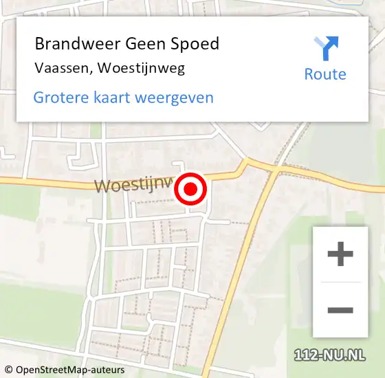 Locatie op kaart van de 112 melding: Brandweer Geen Spoed Naar Vaassen, Woestijnweg op 6 december 2021 13:52