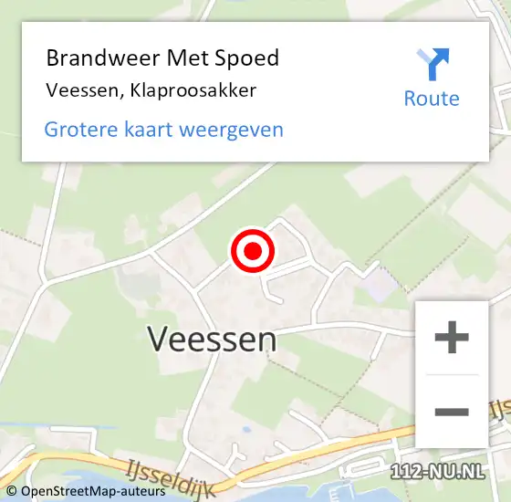 Locatie op kaart van de 112 melding: Brandweer Met Spoed Naar Veessen, Klaproosakker op 6 december 2021 14:07