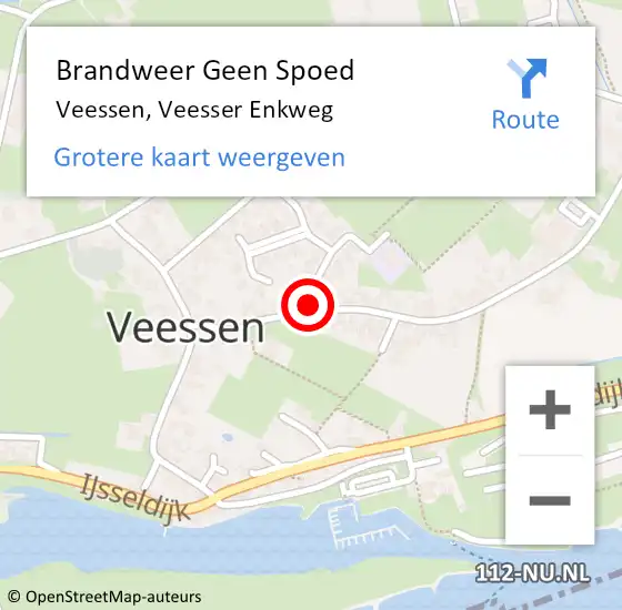 Locatie op kaart van de 112 melding: Brandweer Geen Spoed Naar Veessen, Veesser Enkweg op 6 december 2021 14:17