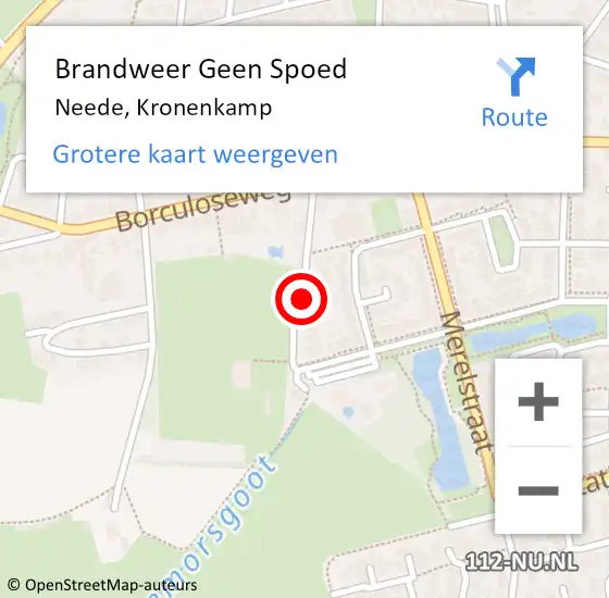 Locatie op kaart van de 112 melding: Brandweer Geen Spoed Naar Neede, Kronenkamp op 6 december 2021 14:31