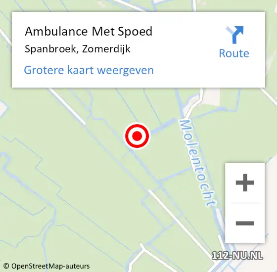 Locatie op kaart van de 112 melding: Ambulance Met Spoed Naar Spanbroek, Zomerdijk op 6 december 2021 14:35
