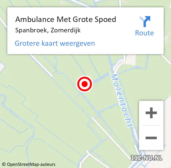 Locatie op kaart van de 112 melding: Ambulance Met Grote Spoed Naar Spanbroek, Zomerdijk op 6 december 2021 14:36