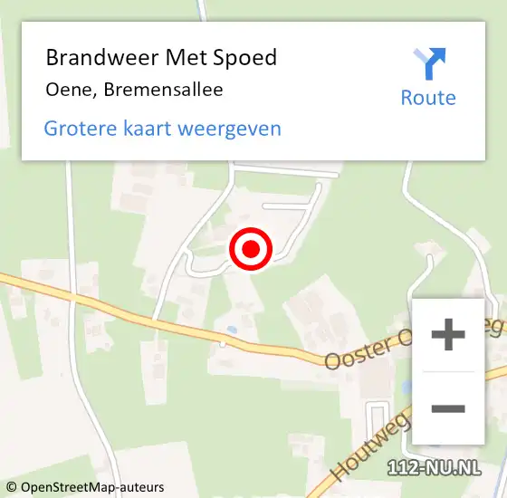 Locatie op kaart van de 112 melding: Brandweer Met Spoed Naar Oene, Bremensallee op 6 december 2021 14:41