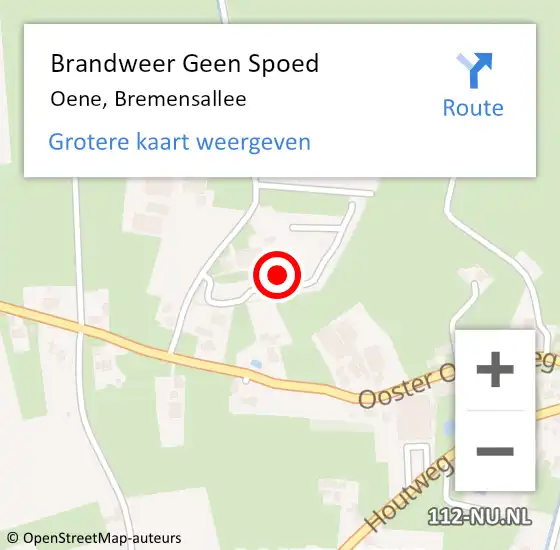 Locatie op kaart van de 112 melding: Brandweer Geen Spoed Naar Oene, Bremensallee op 6 december 2021 14:41
