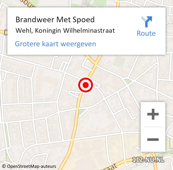 Locatie op kaart van de 112 melding: Brandweer Met Spoed Naar Wehl, Koningin Wilhelminastraat op 6 december 2021 14:44