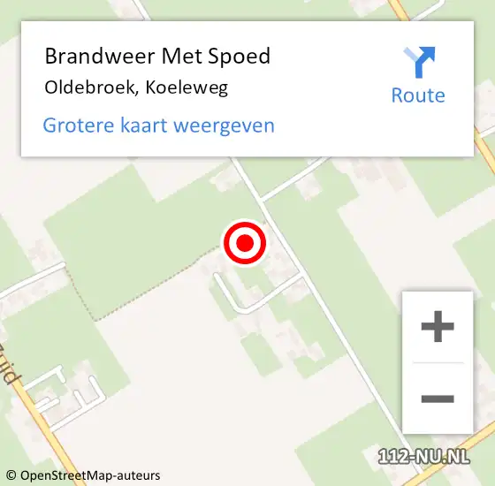 Locatie op kaart van de 112 melding: Brandweer Met Spoed Naar Oldebroek, Koeleweg op 6 december 2021 14:45