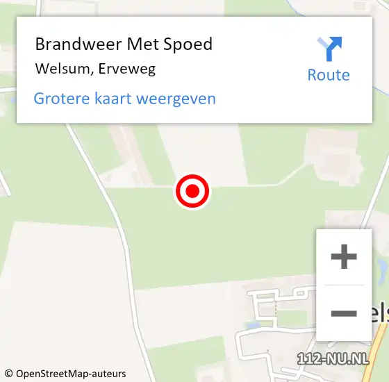 Locatie op kaart van de 112 melding: Brandweer Met Spoed Naar Welsum, Erveweg op 6 december 2021 14:48