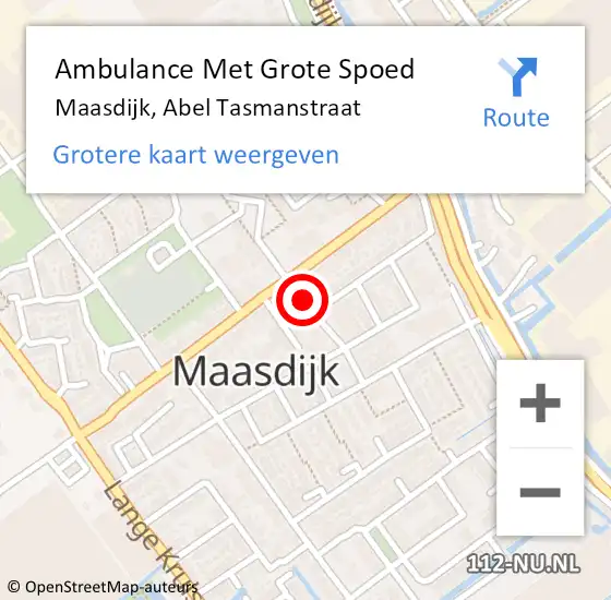 Locatie op kaart van de 112 melding: Ambulance Met Grote Spoed Naar Maasdijk, Abel Tasmanstraat op 6 december 2021 14:50