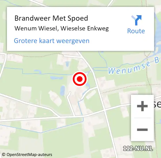 Locatie op kaart van de 112 melding: Brandweer Met Spoed Naar Wenum Wiesel, Wieselse Enkweg op 6 december 2021 14:50