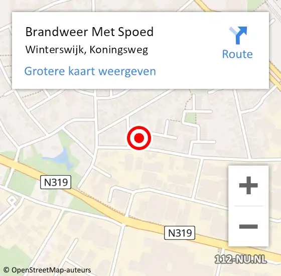 Locatie op kaart van de 112 melding: Brandweer Met Spoed Naar Winterswijk, Koningsweg op 6 december 2021 15:06