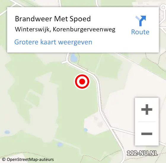 Locatie op kaart van de 112 melding: Brandweer Met Spoed Naar Winterswijk, Korenburgerveenweg op 6 december 2021 15:09