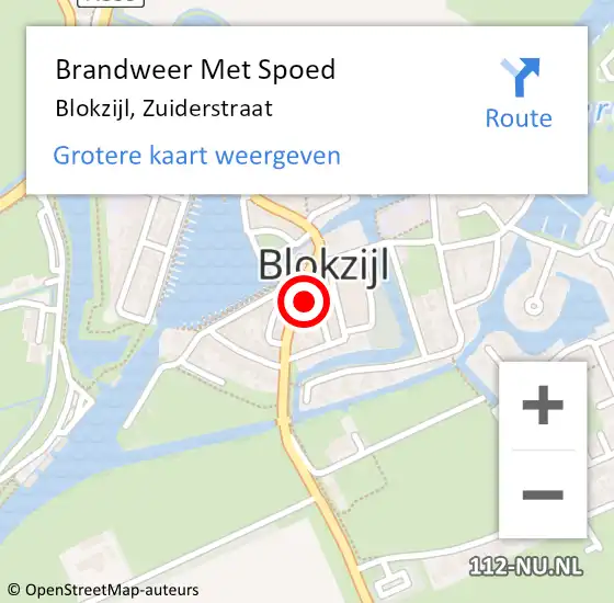 Locatie op kaart van de 112 melding: Brandweer Met Spoed Naar Blokzijl, Zuiderstraat op 6 december 2021 15:16