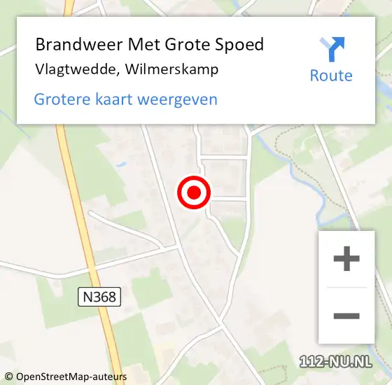 Locatie op kaart van de 112 melding: Brandweer Met Grote Spoed Naar Vlagtwedde, Wilmerskamp op 6 december 2021 15:56