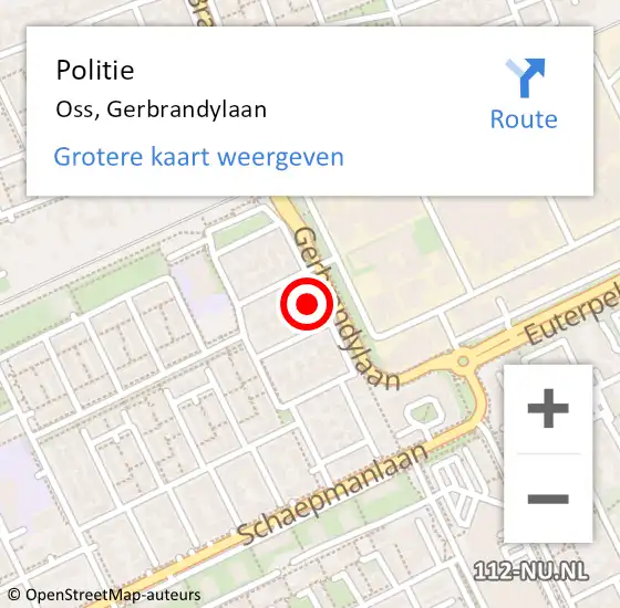 Locatie op kaart van de 112 melding: Politie Oss, Gerbrandylaan op 6 december 2021 15:59