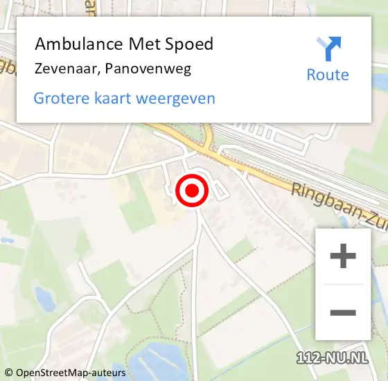 Locatie op kaart van de 112 melding: Ambulance Met Spoed Naar Zevenaar, Panovenweg op 6 december 2021 16:10