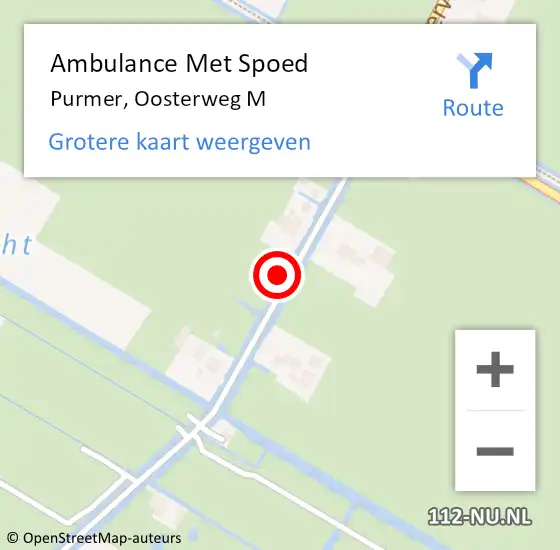 Locatie op kaart van de 112 melding: Ambulance Met Spoed Naar Purmer, Oosterweg M op 6 december 2021 16:14