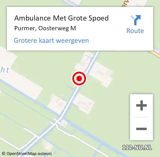 Locatie op kaart van de 112 melding: Ambulance Met Grote Spoed Naar Purmer, Oosterweg M op 6 december 2021 16:34