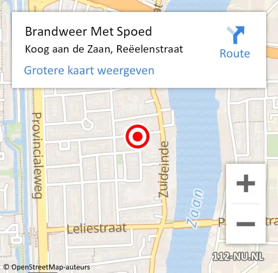 Locatie op kaart van de 112 melding: Brandweer Met Spoed Naar Koog aan de Zaan, Reëelenstraat op 6 december 2021 16:34