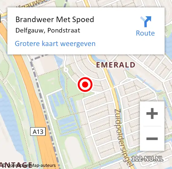 Locatie op kaart van de 112 melding: Brandweer Met Spoed Naar Delfgauw, Pondstraat op 6 december 2021 16:39